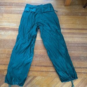 Dark green motel parachute pants